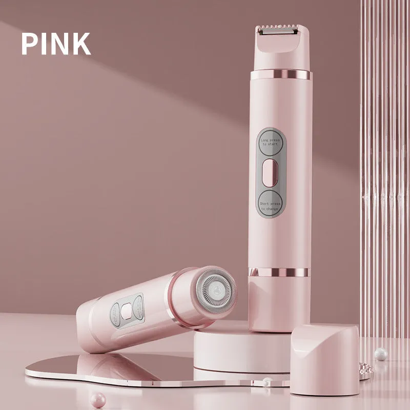 USB rechargeable women's hair removal shaver with digital display in gradient purple colour.