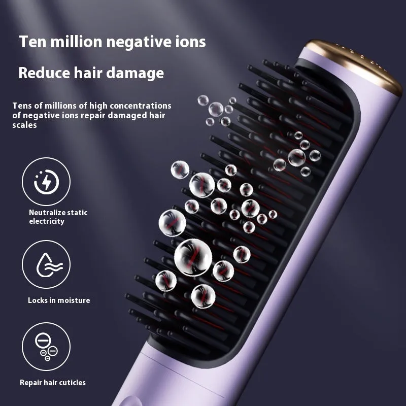 Wireless straight comb with anion technology for curling and straightening hair