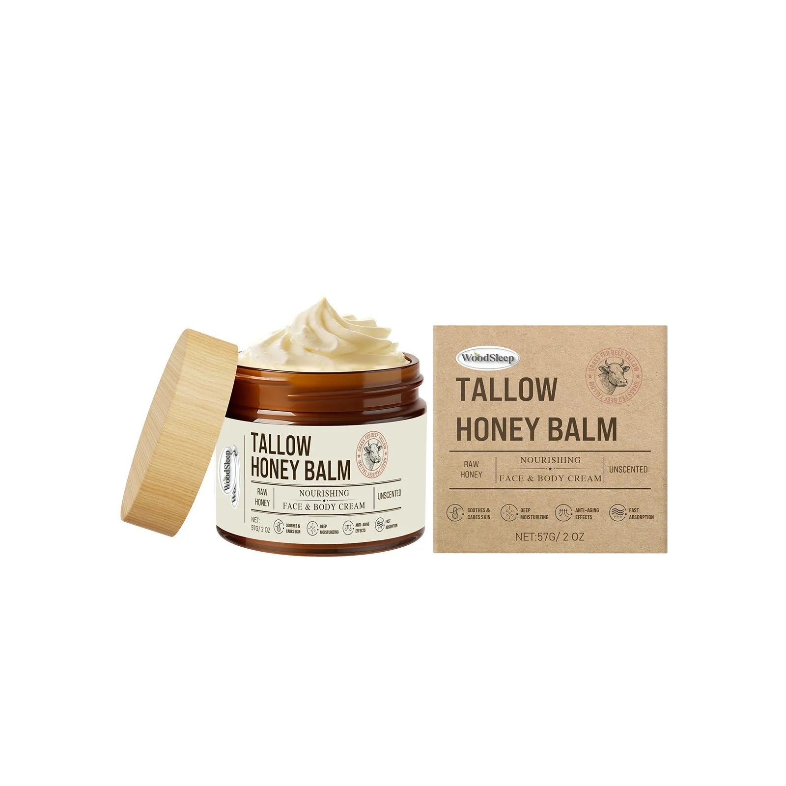 57g jar of tallow honey skin repair moisturising cream for facial and body application