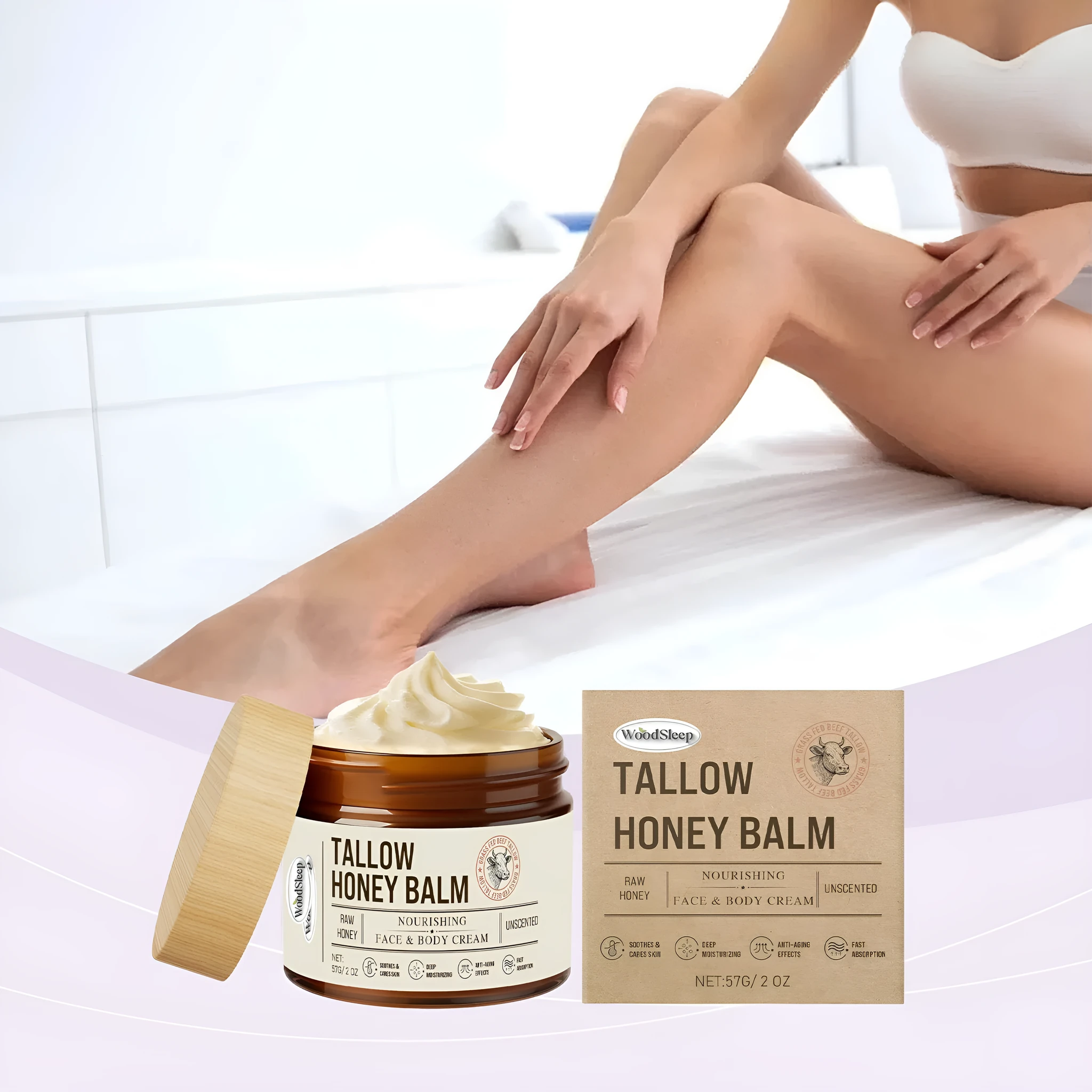 57g jar of tallow honey skin repair moisturising cream for facial and body application