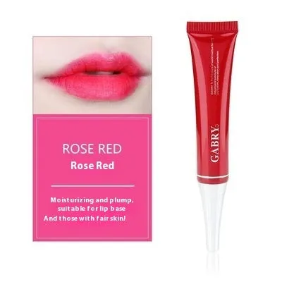Vermilion lip gloss set showing five waterproof shades including pink, orange red, and rose red variations