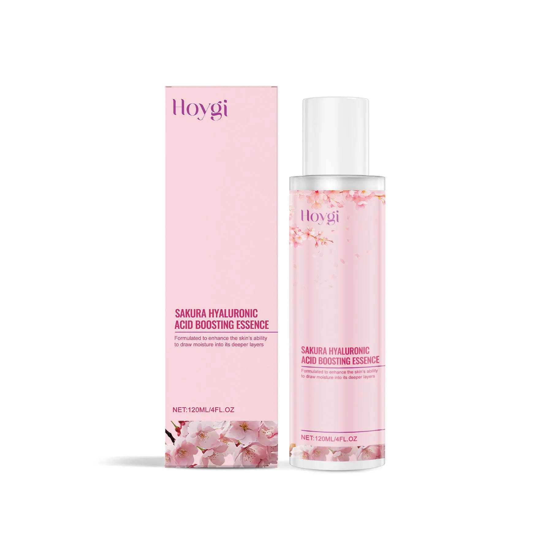 Hyaluronic acid moisturising lotion bottle with 120ml capacity containing cherry blossom extract