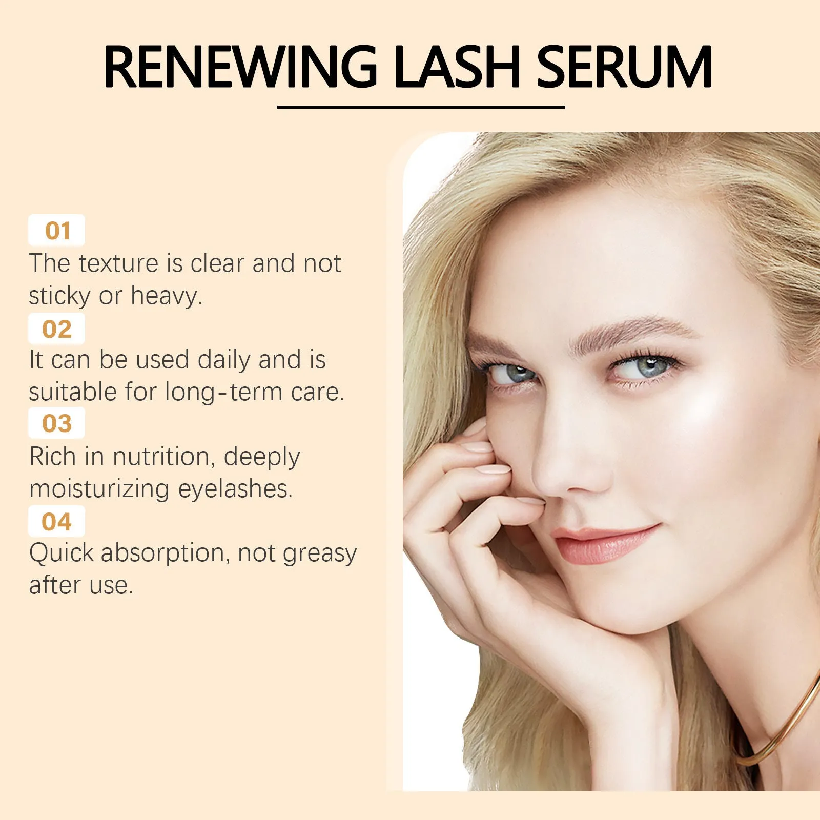 3ml bottle of eyelash nourish liquid with growth serum and applicator