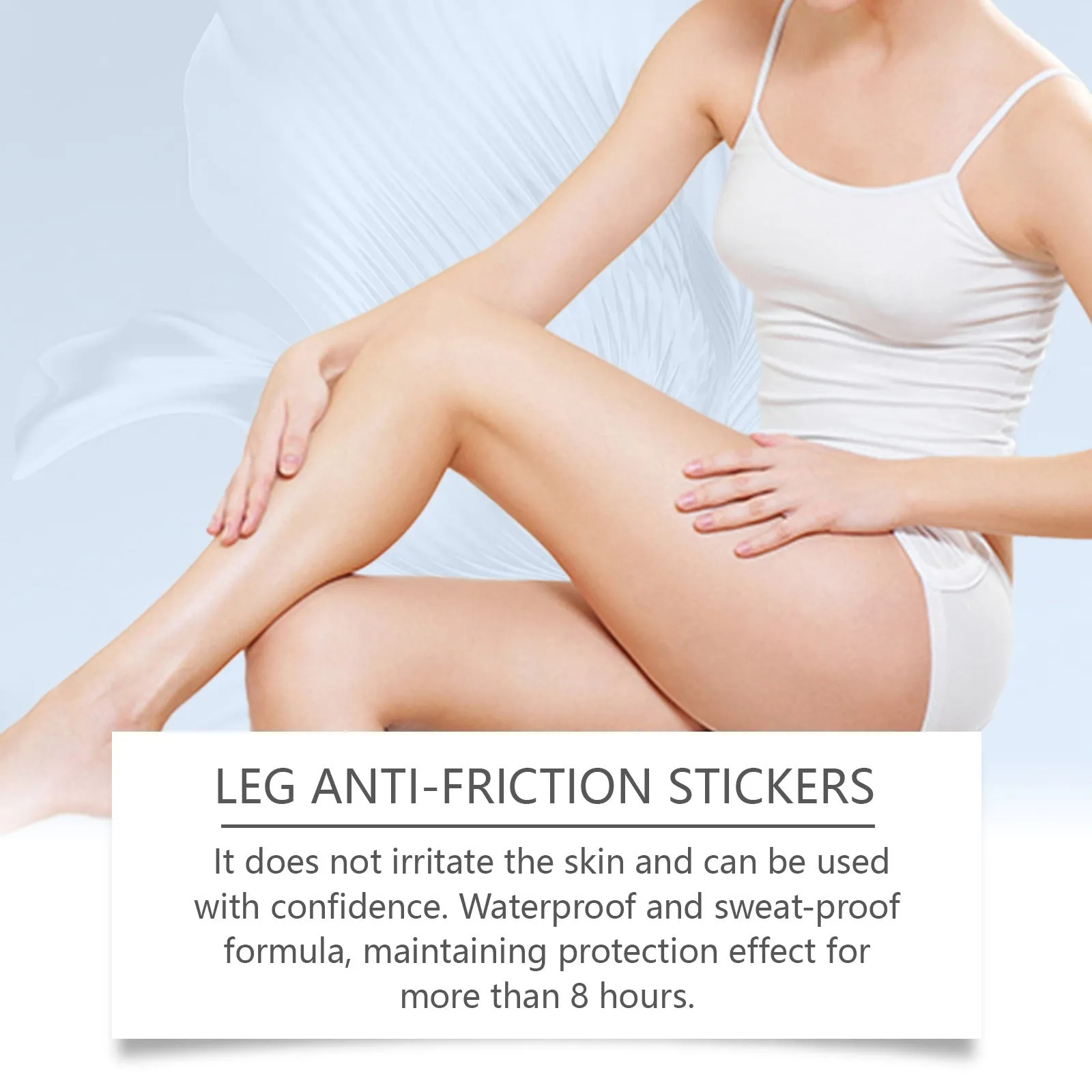 Pack of ten leg anti-wear skin protection patches with moisturising formula.