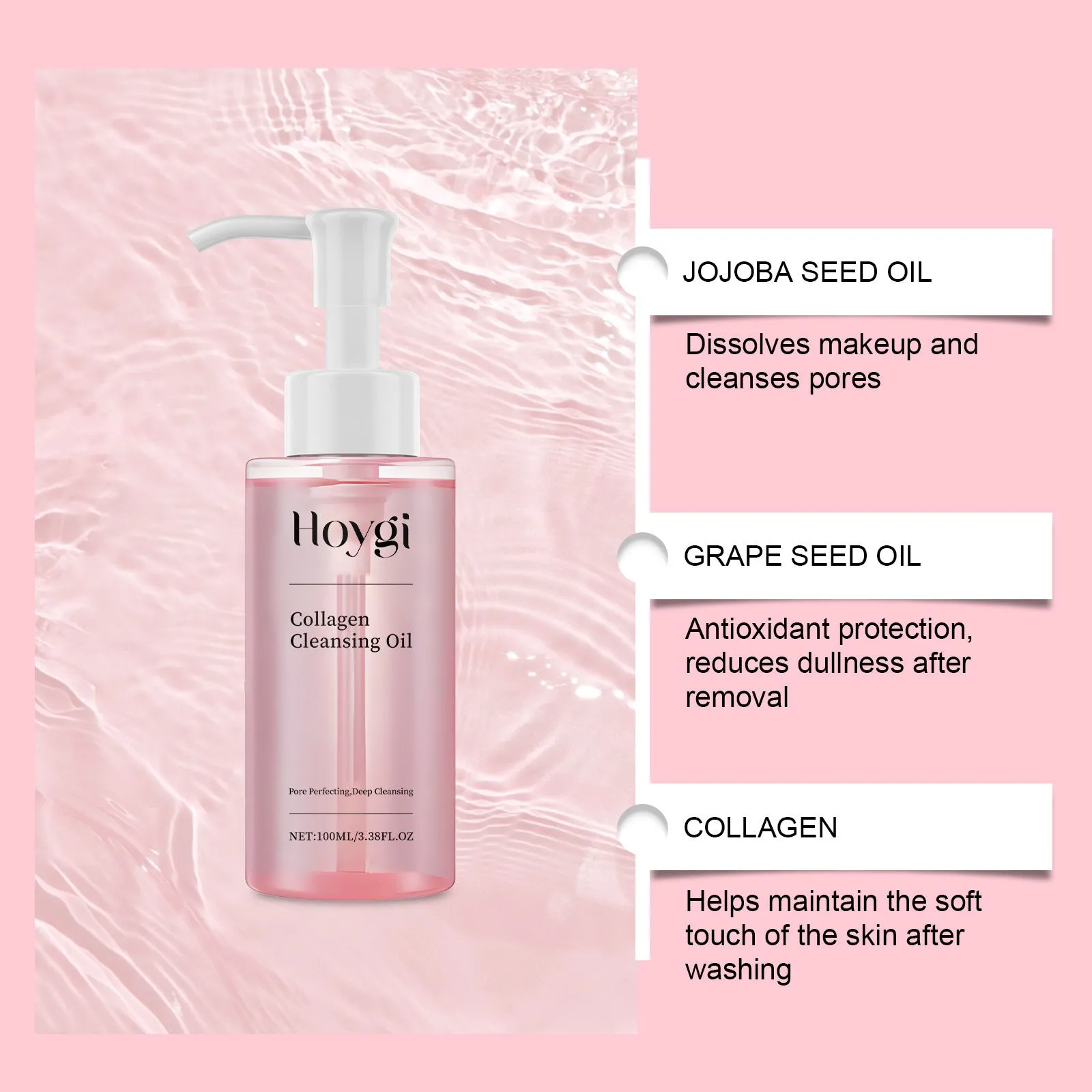 100ml collagen cleansing oil bottle for gentle daily makeup removal