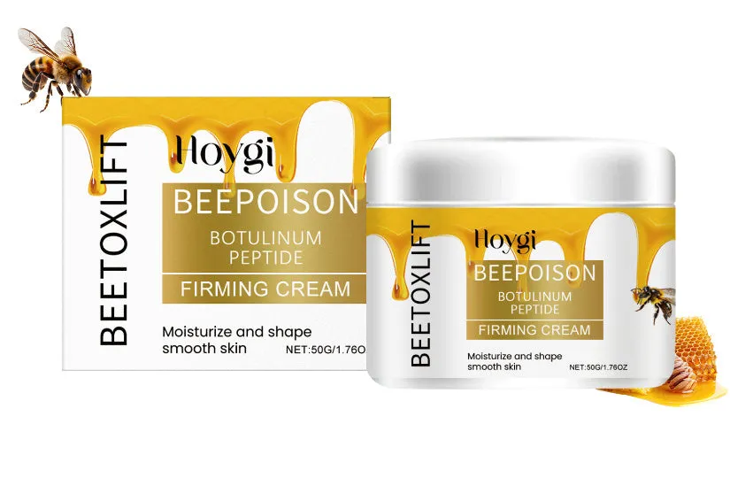 A 50g jar of bee venom anti-wrinkle tightening facial cream with collagen and hyaluronic acid.