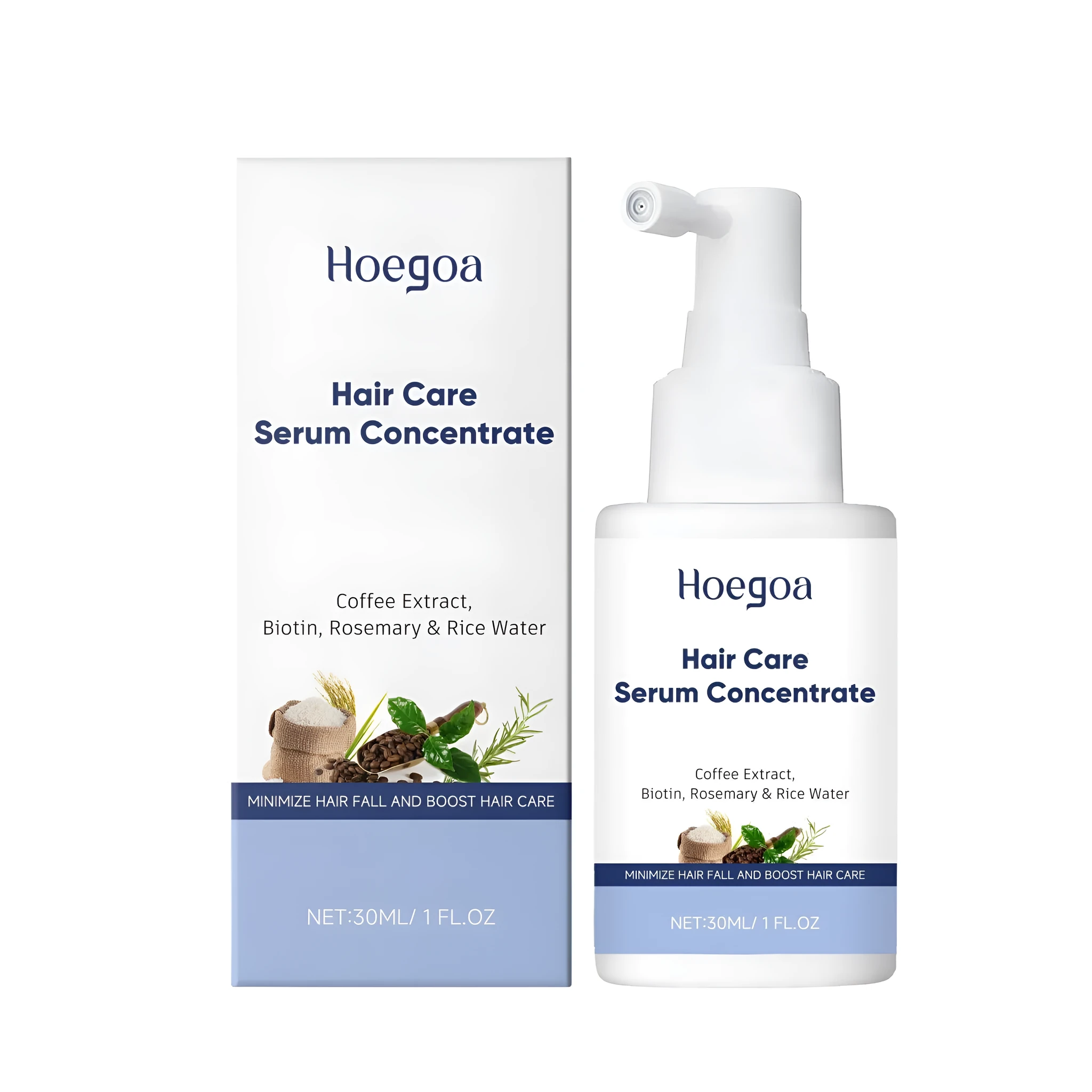 30ml spray bottle of hair care serum concentrate with ginger and rosemary oils
