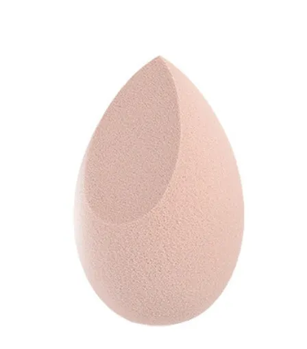 Seven different shaped makeup sponge puffs in various colours including pink, blue and burgundy