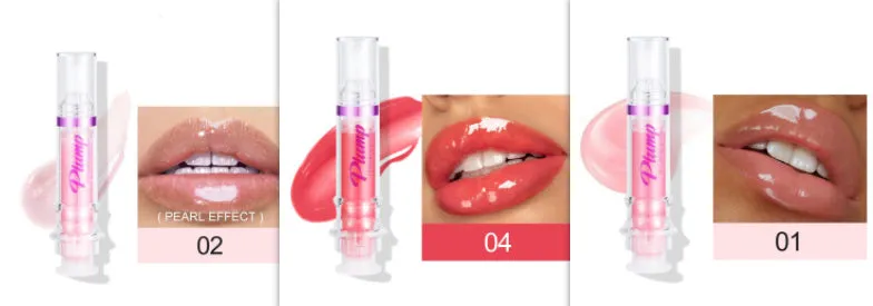 Tube of rich colour lipstick in a glossy finish, shown with shade options