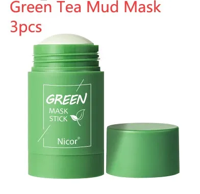 Green tea clay stick cleansing mask for oily acne-prone skin with 40g washable paste