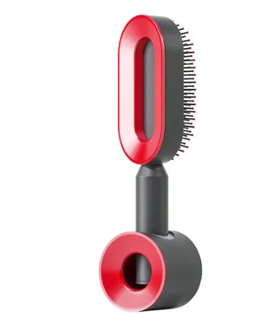 Self-cleaning hair brush with air cushion design in black gold, white, or black purple colours