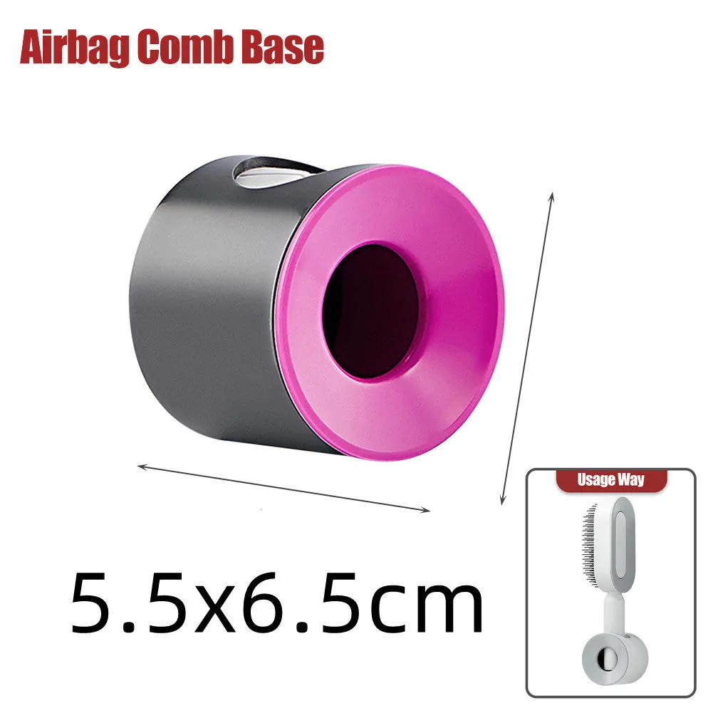 Self-cleaning hair brush with air cushion design in black gold, white, or black purple colours