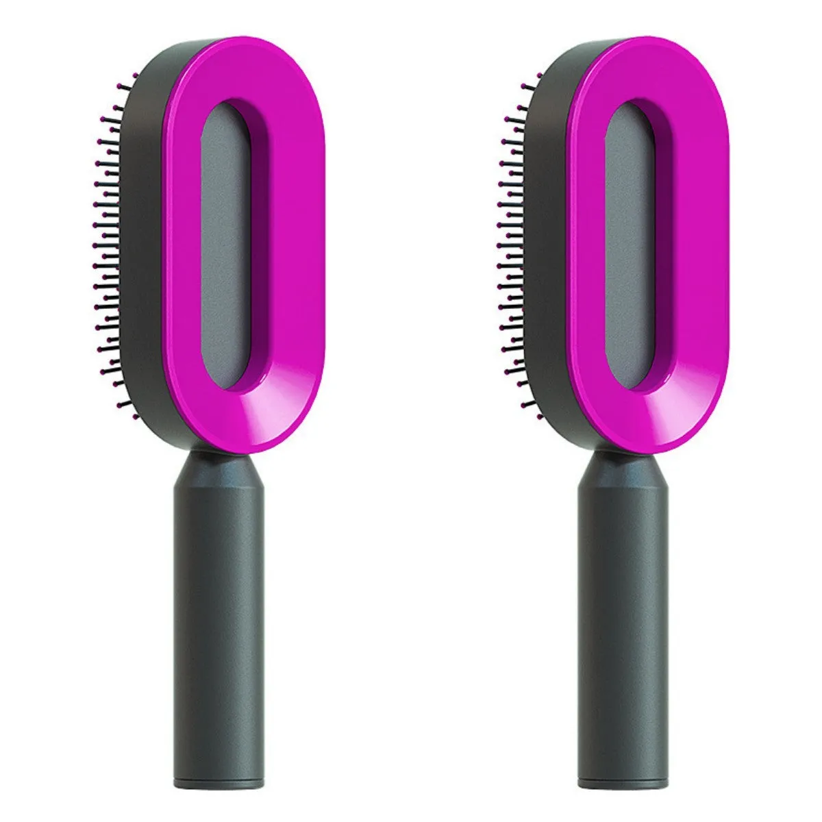 Self-cleaning hair brush with air cushion design in black gold, white, or black purple colours