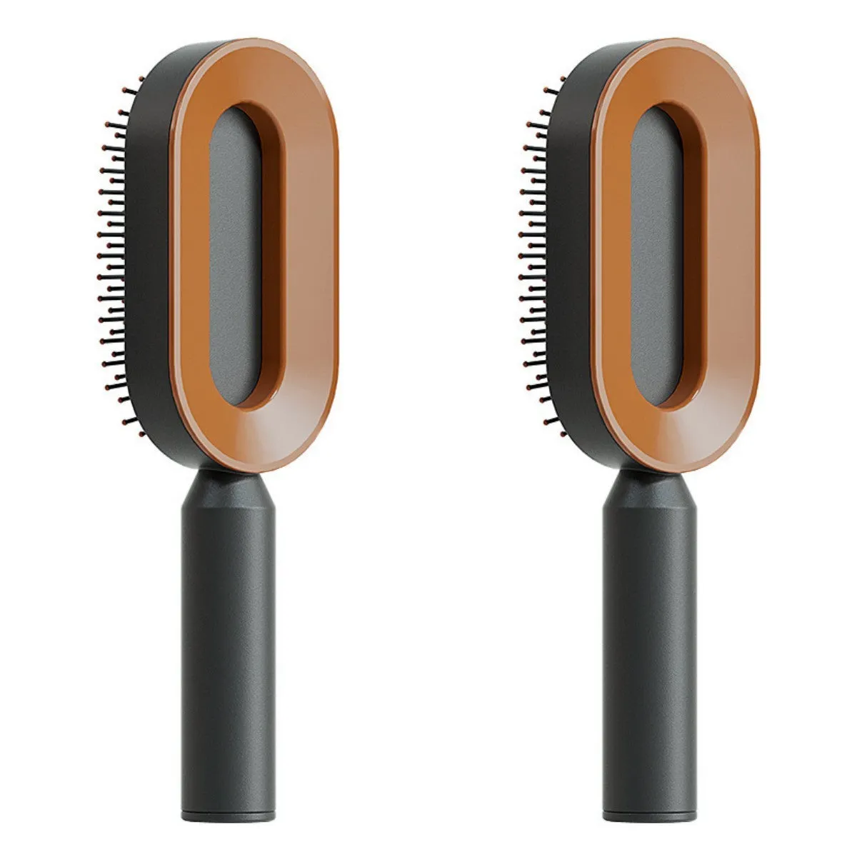 Self-cleaning hair brush with air cushion design in black gold, white, or black purple colours