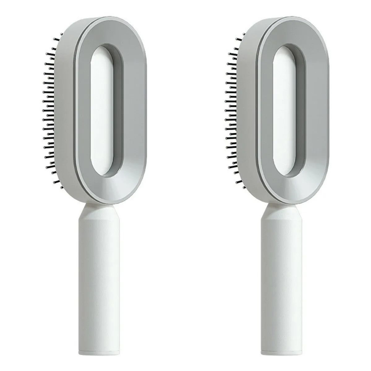 Self-cleaning hair brush with air cushion design in black gold, white, or black purple colours
