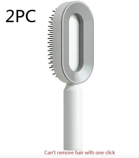 Self-cleaning hair brush with air cushion design in black gold, white, or black purple colours