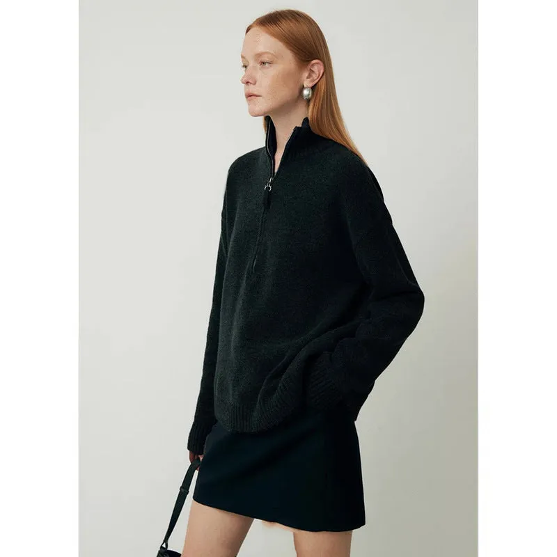 Loose lapel long sleeve wool blend bandage dress in black.