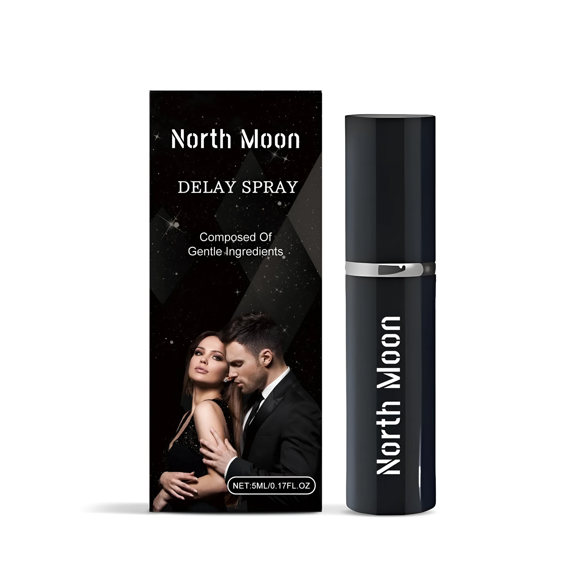 A single 5ml bottle of men's delayed spray with a water-based formula.