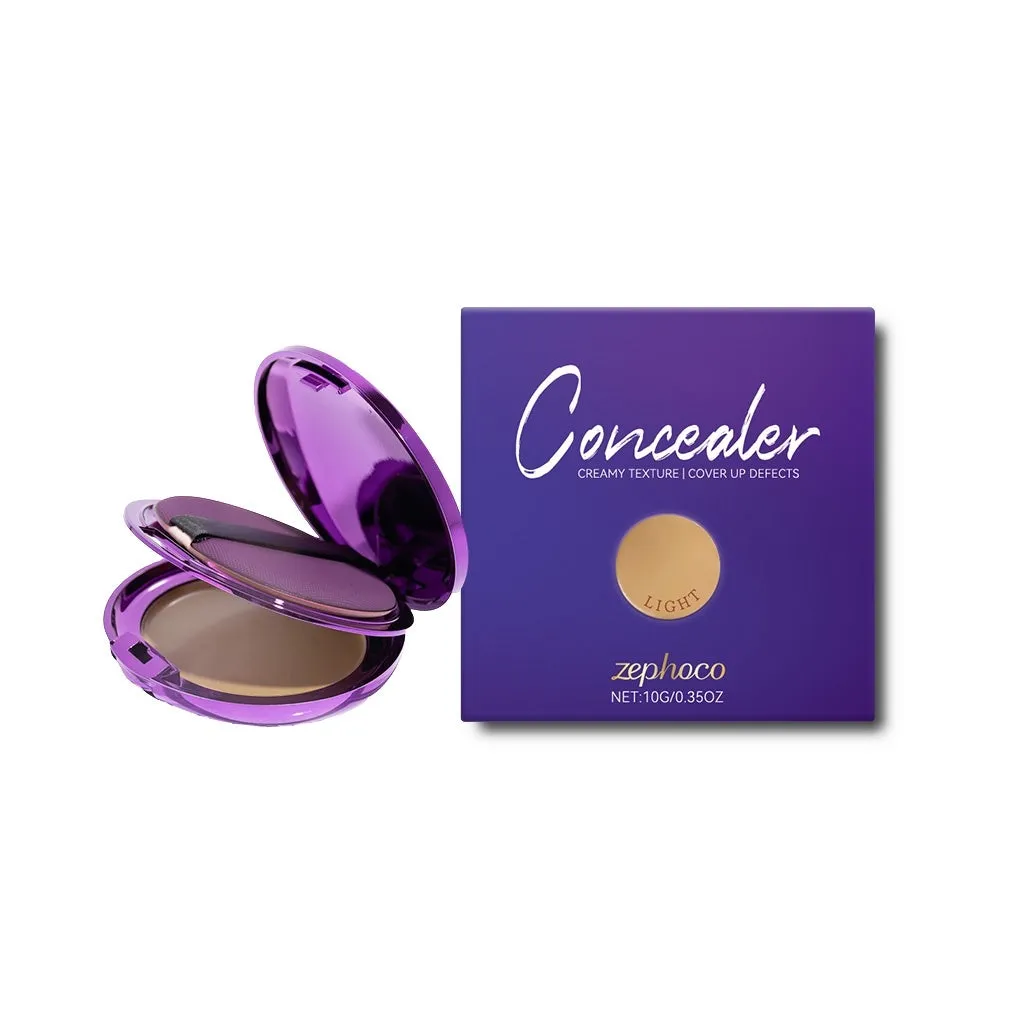 Concealer cream pot showing Dark Skin, Ivory White, and Natural Colour shade options.
