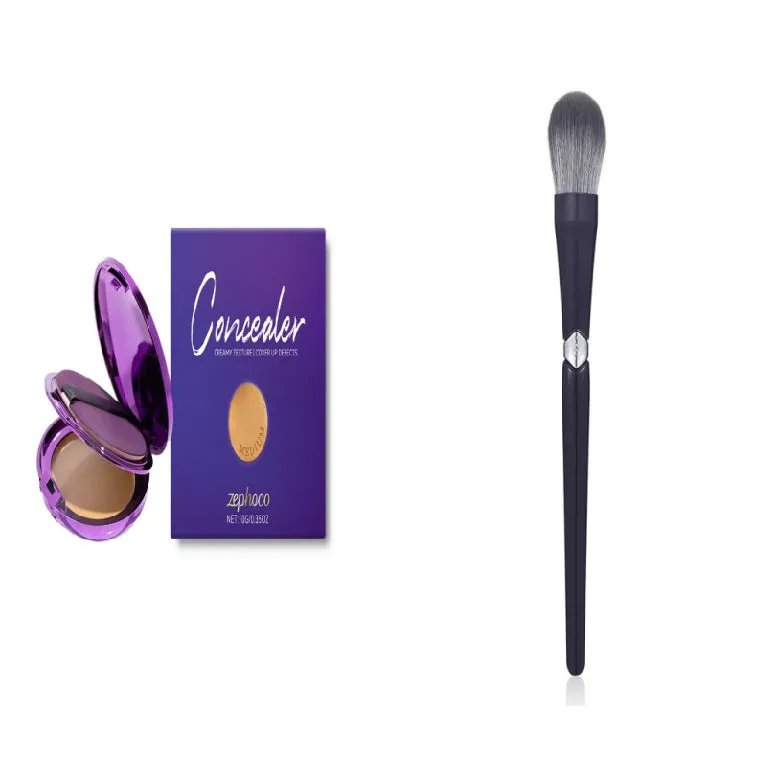 Concealer cream pot showing Dark Skin, Ivory White, and Natural Colour shade options.