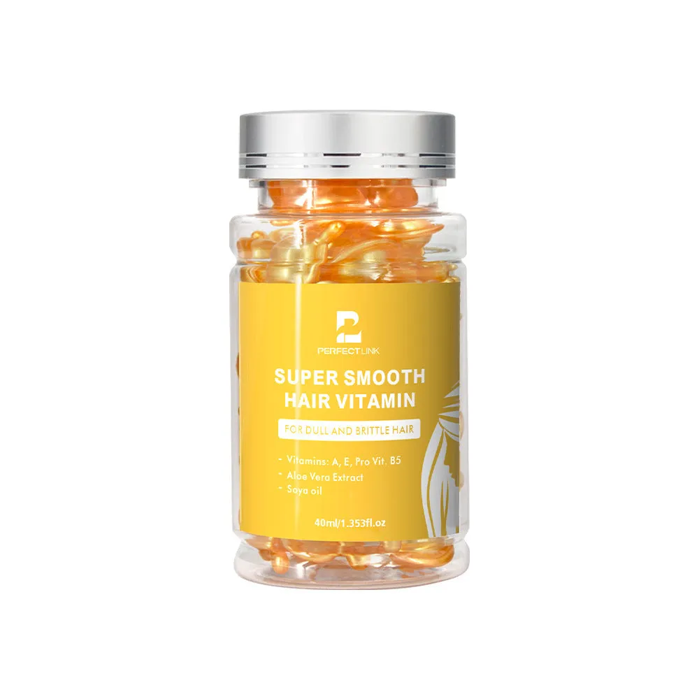40ml vitamin nuts hair care essential oil bottle in one of six colours: red, purple, gold, blue, yellow, or pink