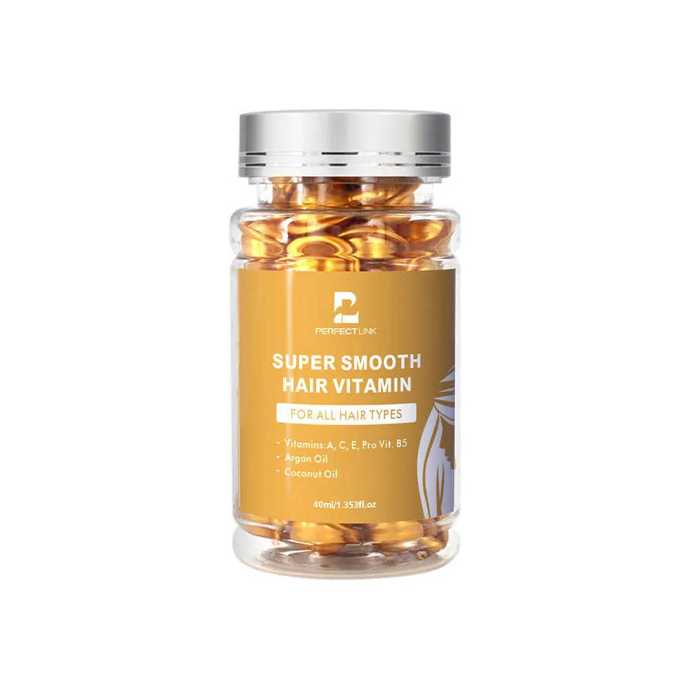 40ml vitamin nuts hair care essential oil bottle in one of six colours: red, purple, gold, blue, yellow, or pink