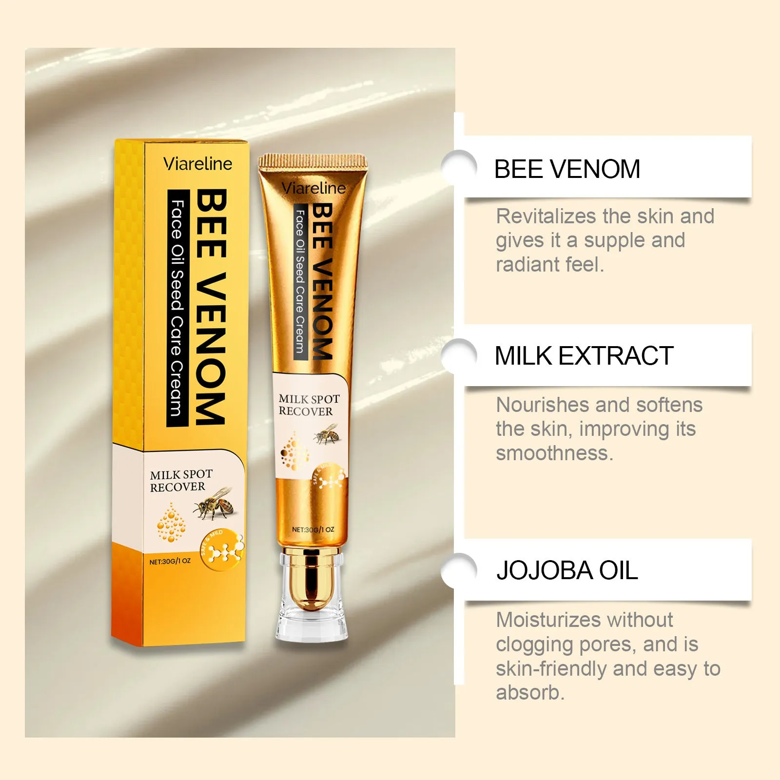 30g facial neck cream tube for hydrating and moisturising neck skincare with gentle formula