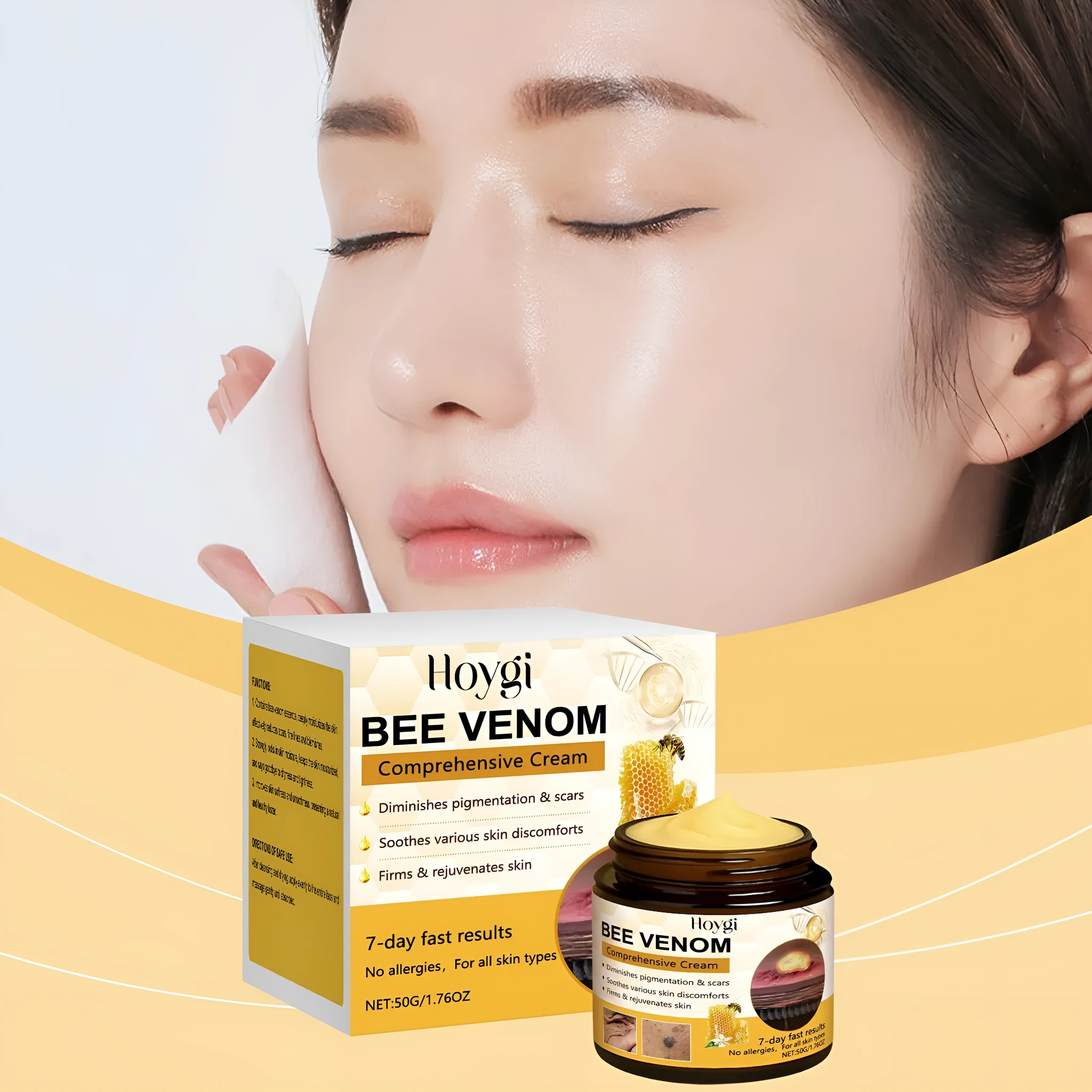 50g jar of neck cream with hyaluronic acid and collagen for skincare