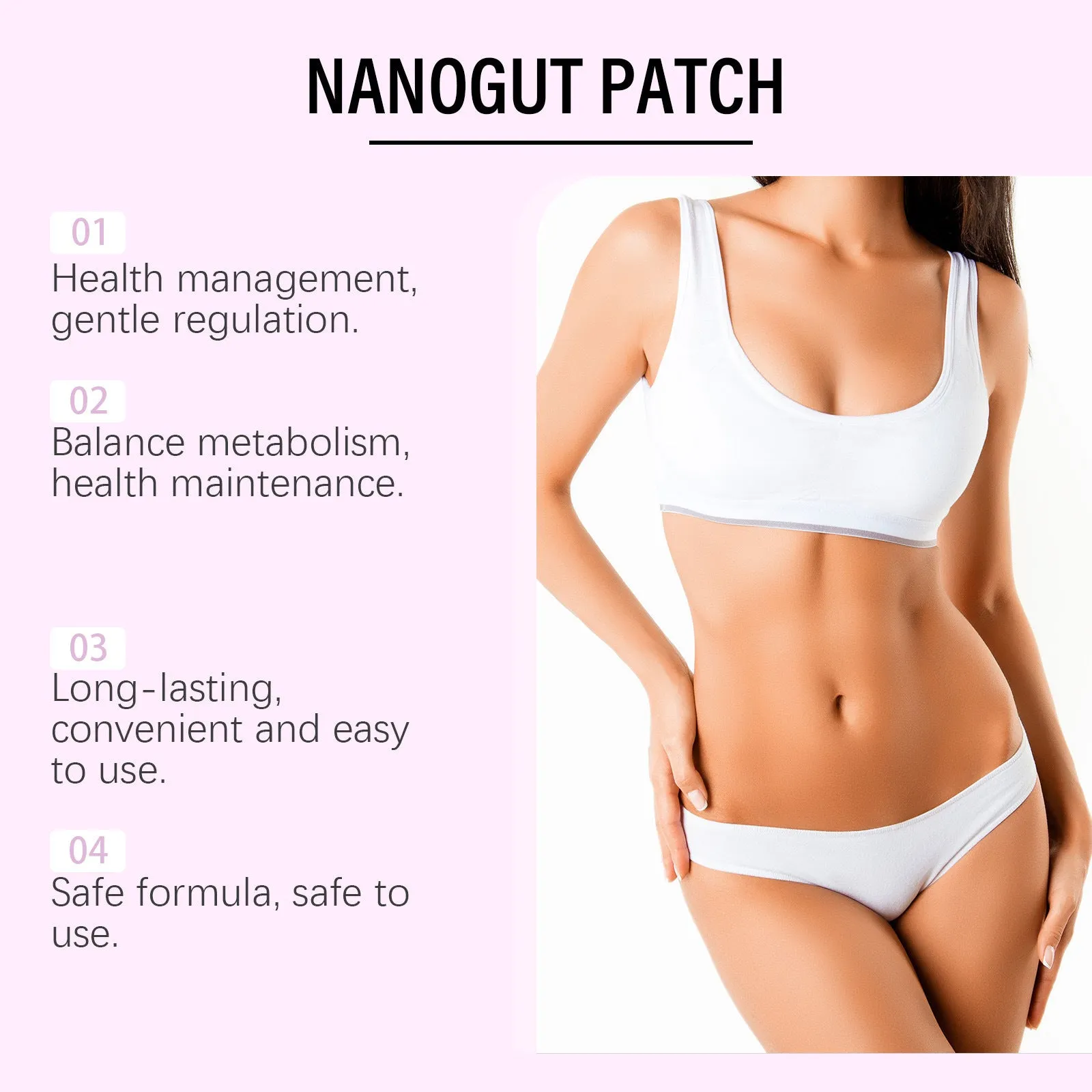 Four square 3x3cm nursing adhesive care patches on a backing sheet.