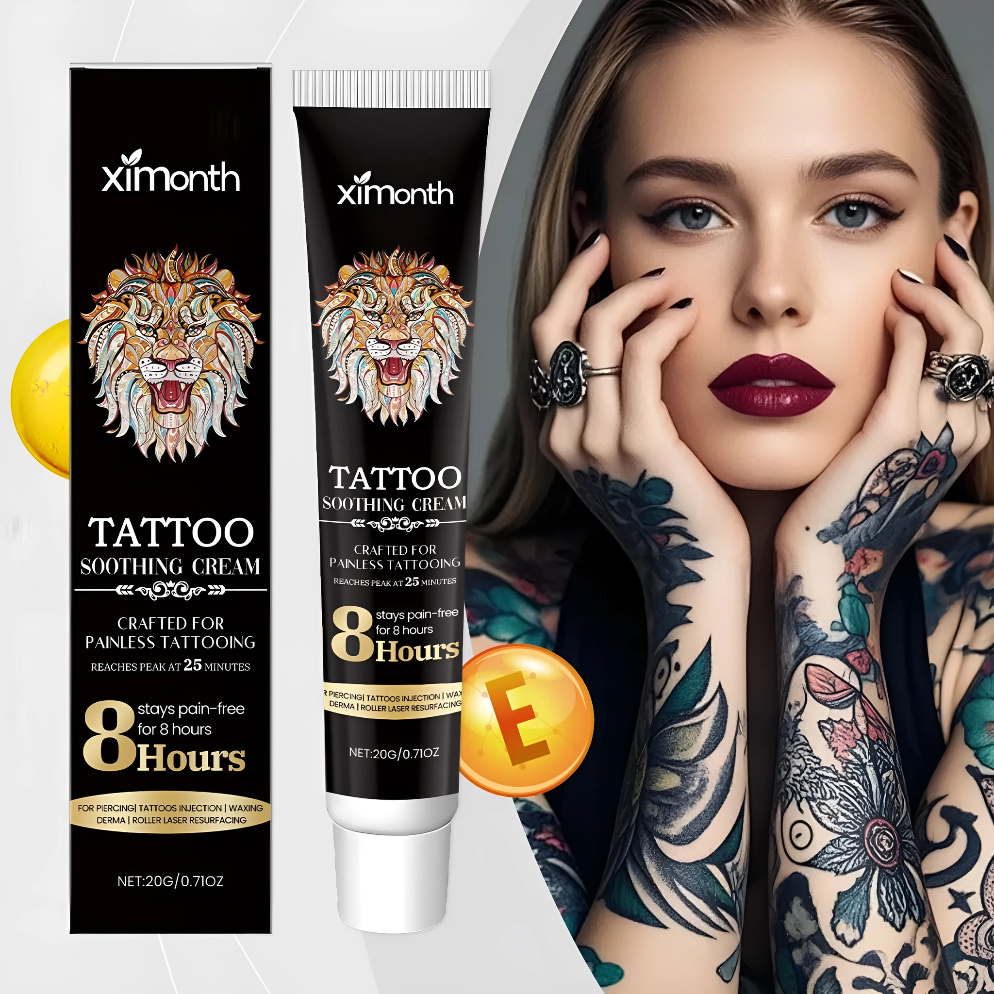20g tube of tattoo soothing neck cream for post-procedure skin care