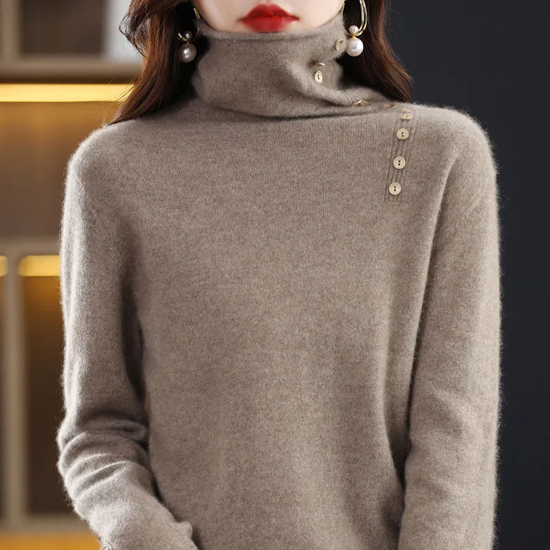 Core-spun yarn knitted pullover shirt in light camel colour with 3D pattern, short 40cm length.
