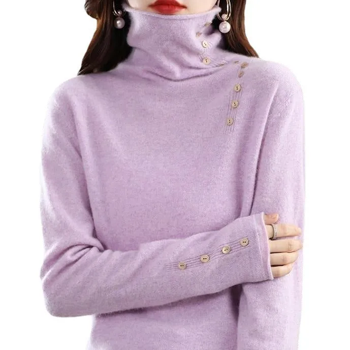Core-spun yarn knitted pullover shirt in light camel colour with 3D pattern, short 40cm length.