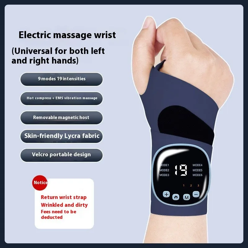 Adjustable hand massage instrument with coloured wristbands on a table