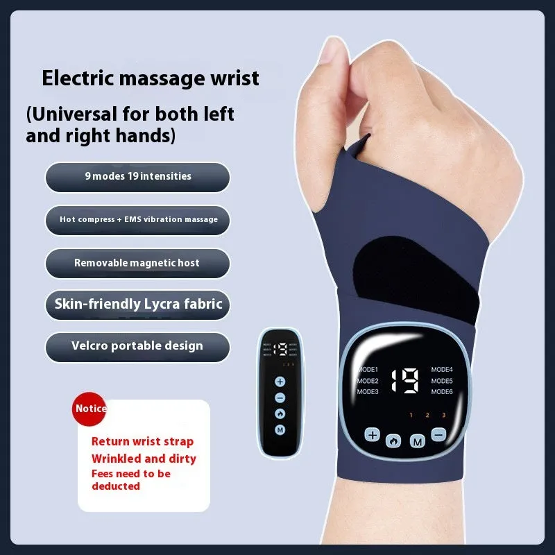 Adjustable hand massage instrument with coloured wristbands on a table