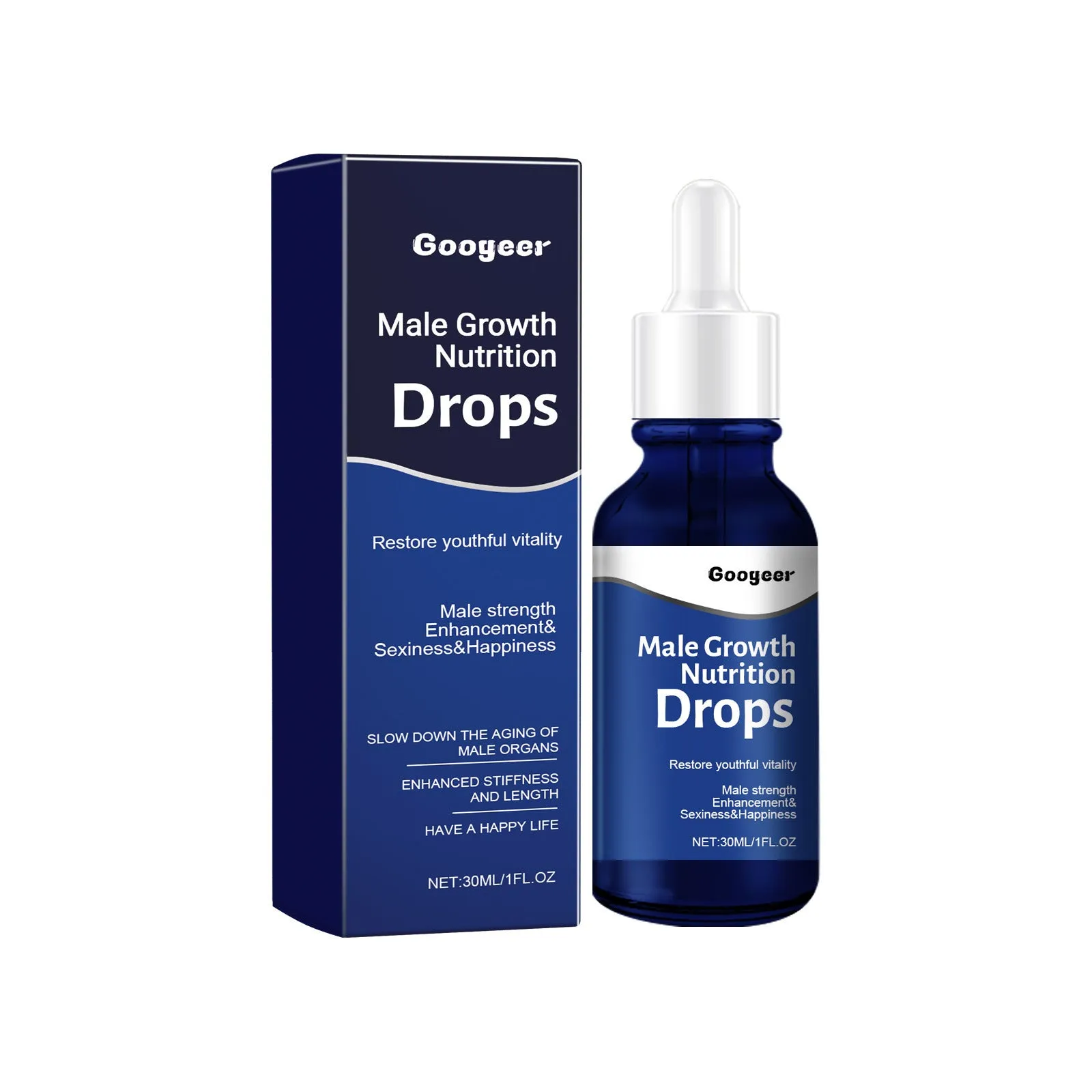 Male Body Nutrition Drops 30ml bottle with dropper in body care kit packaging