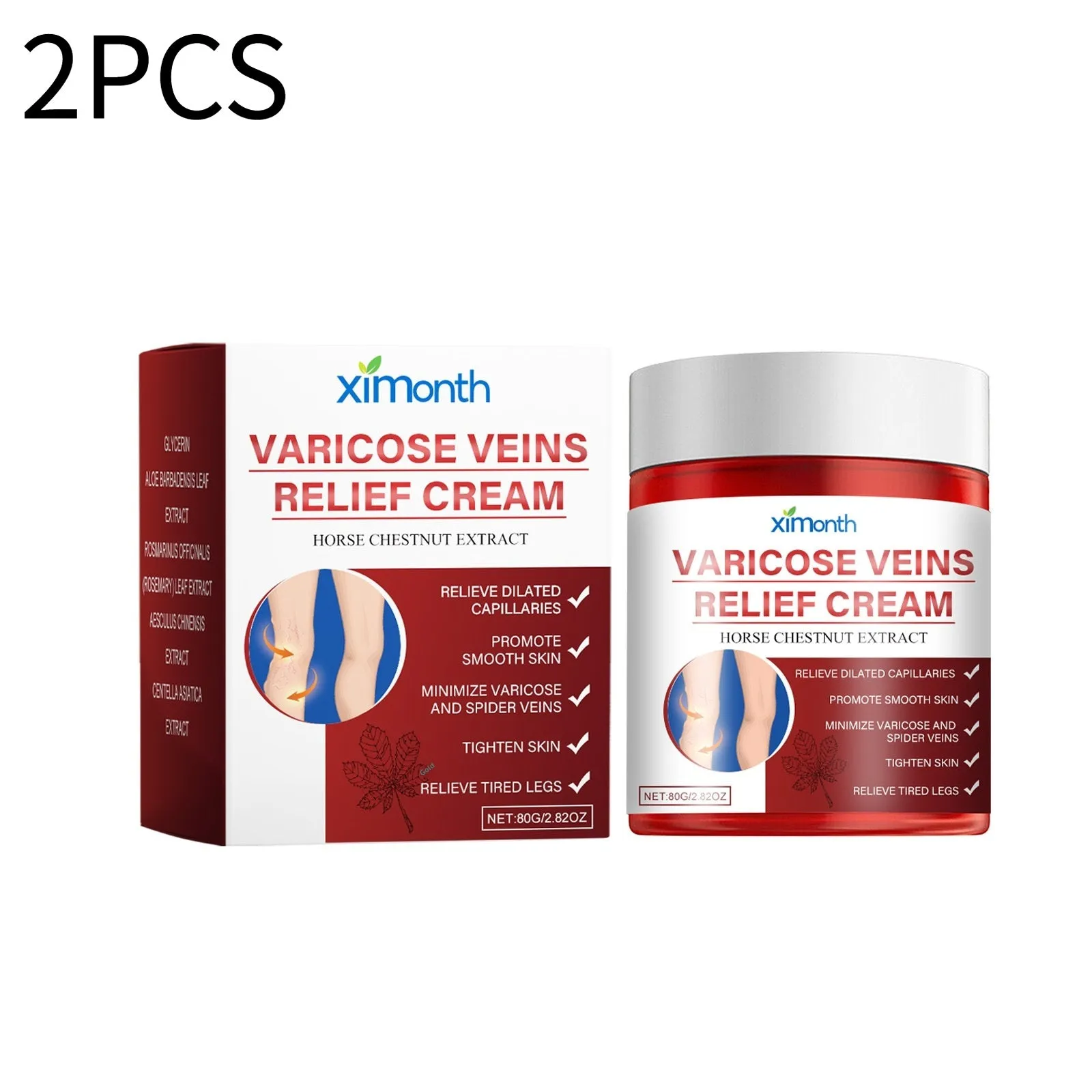 Two 80g tubes of leg moisturising cream for general skin types