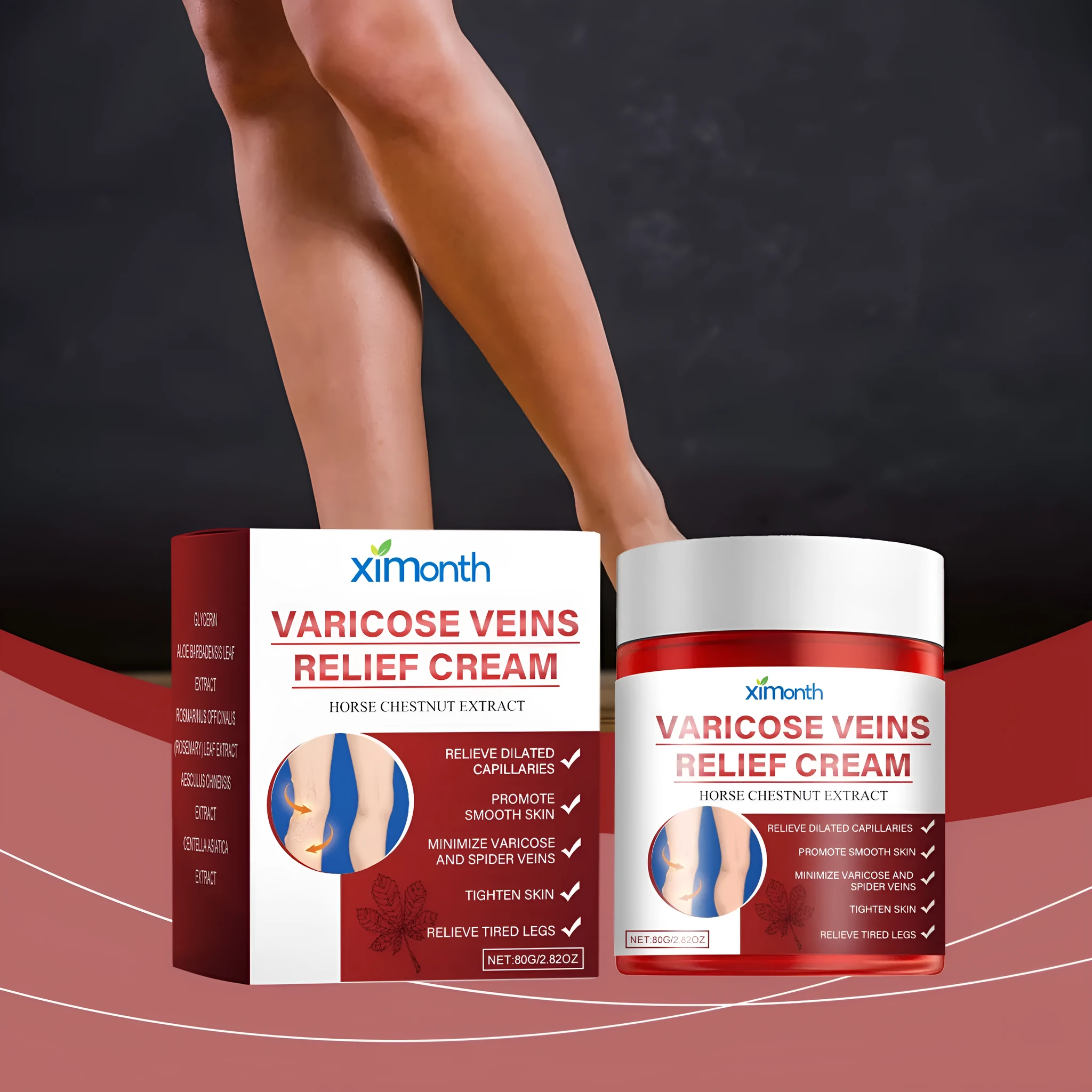 Two 80g tubes of leg moisturising cream for general skin types