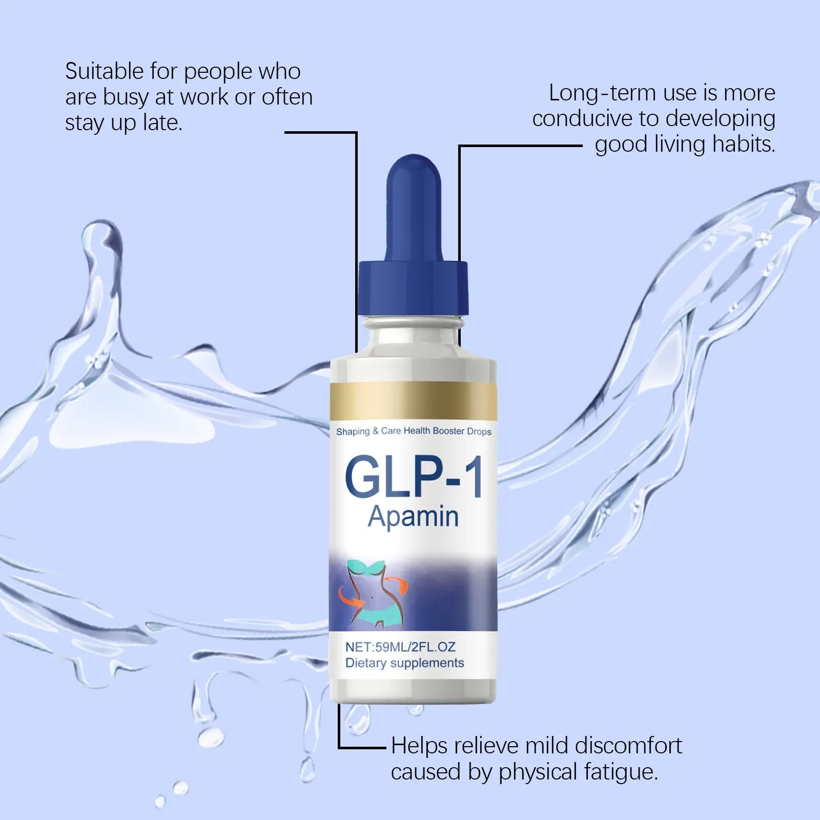 59ml bottle of Nourishing Skin Elastic Body Care Drops with dropper applicator for body treatment