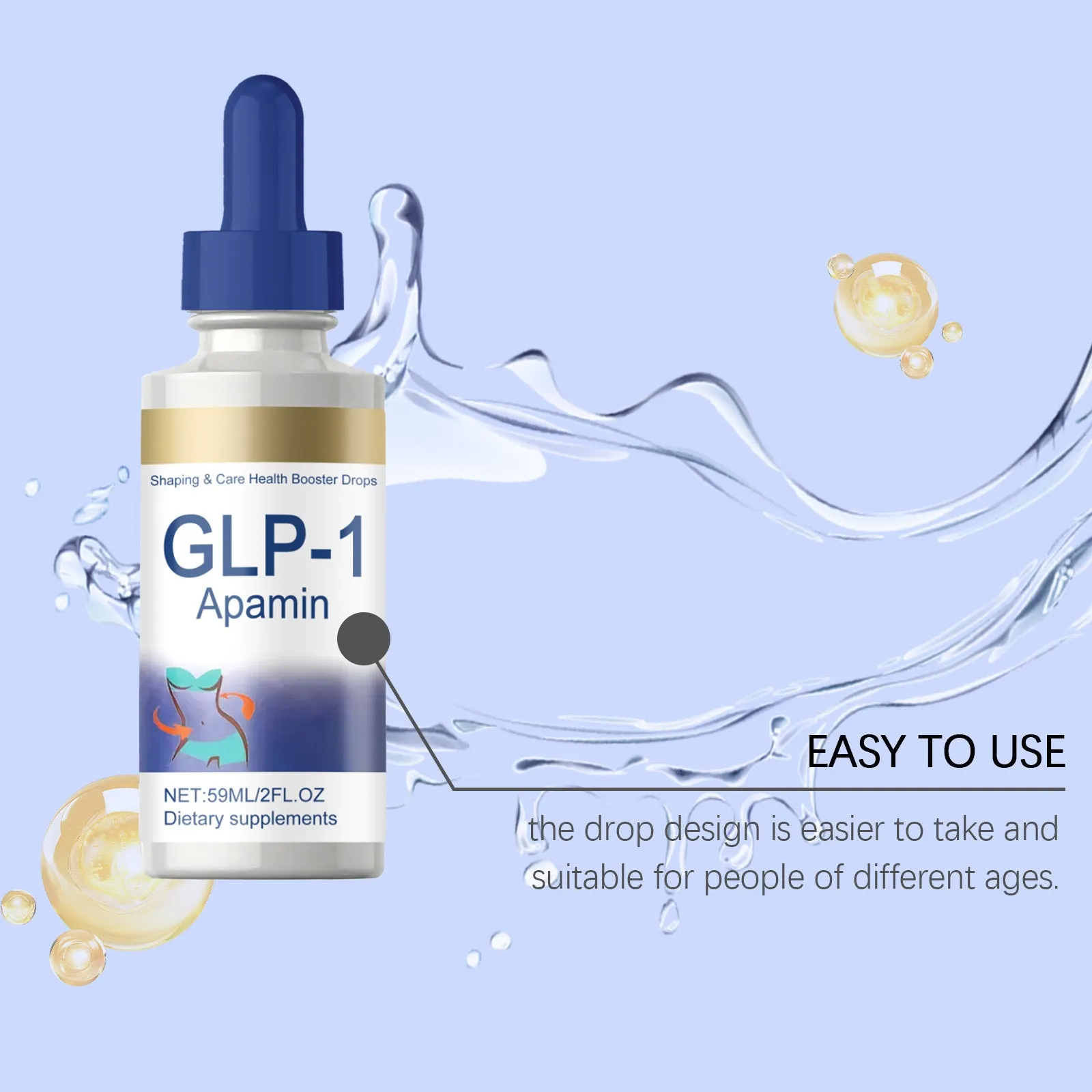 59ml bottle of Nourishing Skin Elastic Body Care Drops with dropper applicator for body treatment