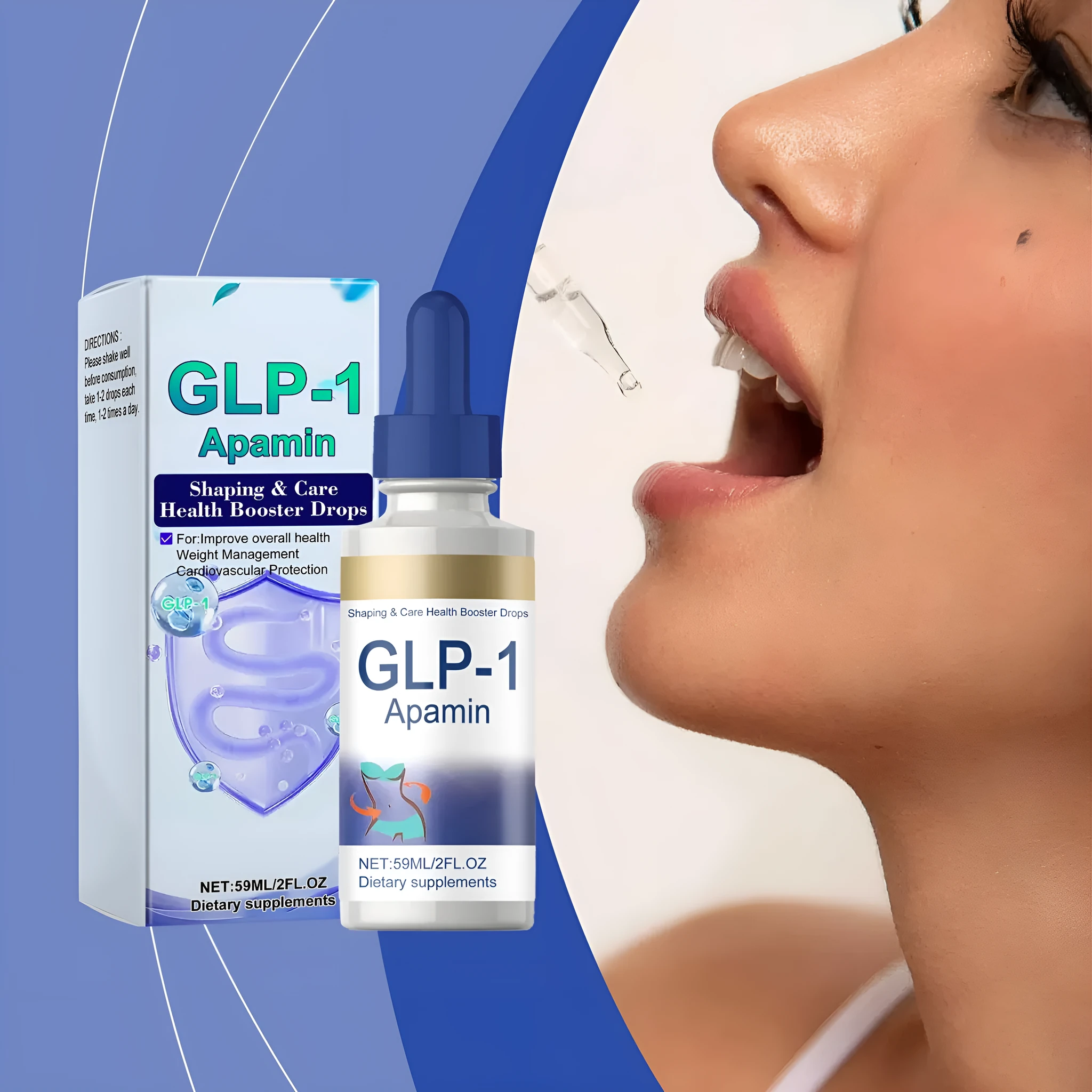 59ml bottle of Nourishing Skin Elastic Body Care Drops with dropper applicator for body treatment