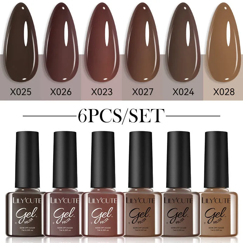 UV gel nail polish set with 20 bottles in glittering nude colours for home manicures