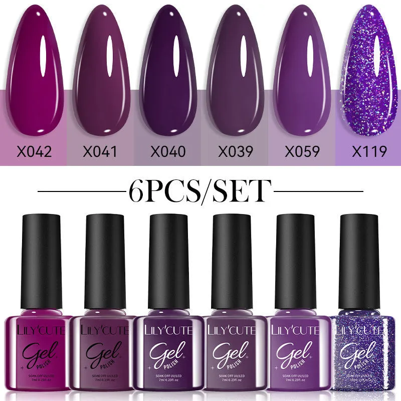 UV gel nail polish set with 20 bottles in glittering nude colours for home manicures
