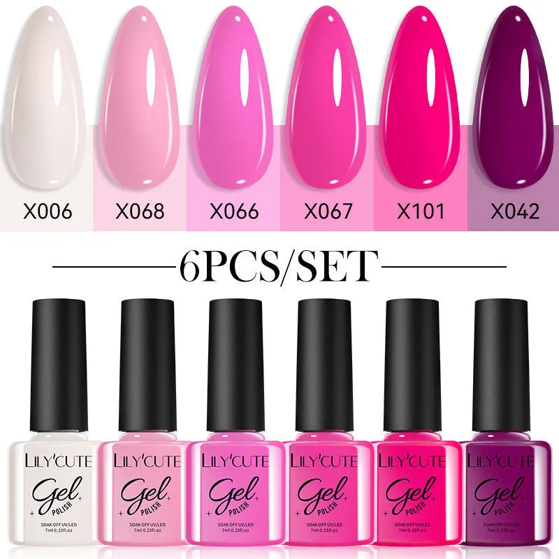 UV gel nail polish set with 20 bottles in glittering nude colours for home manicures