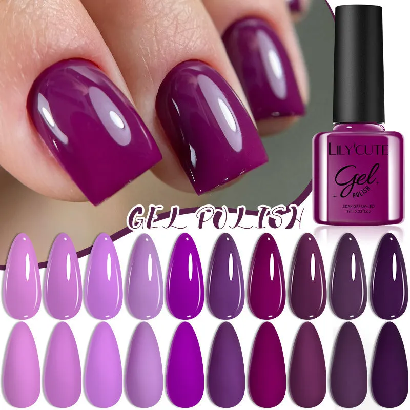 UV gel nail polish set with 20 bottles in glittering nude colours for home manicures