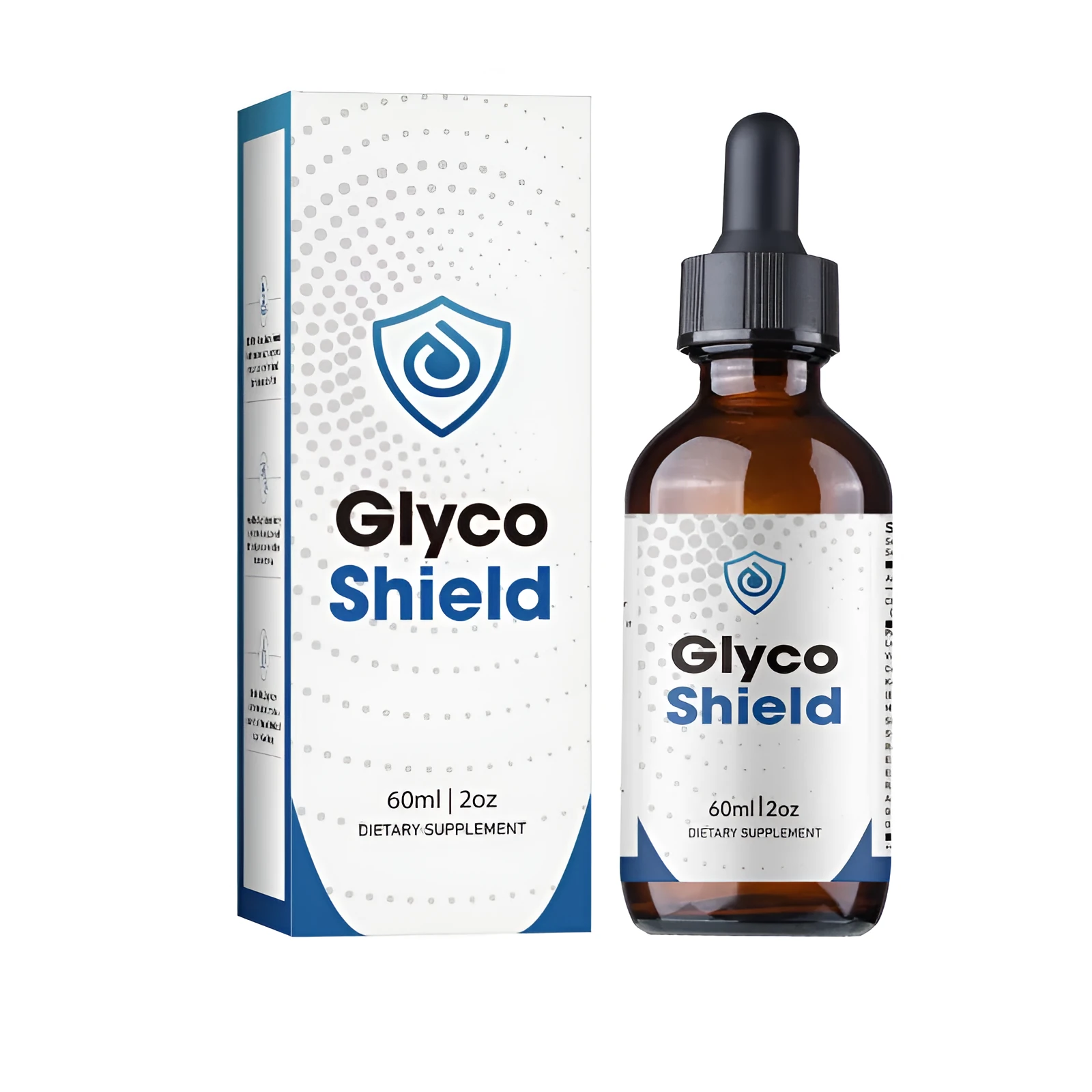 60ml bottle of men's dietary supplement drops with liquid formulation and three-year shelf life