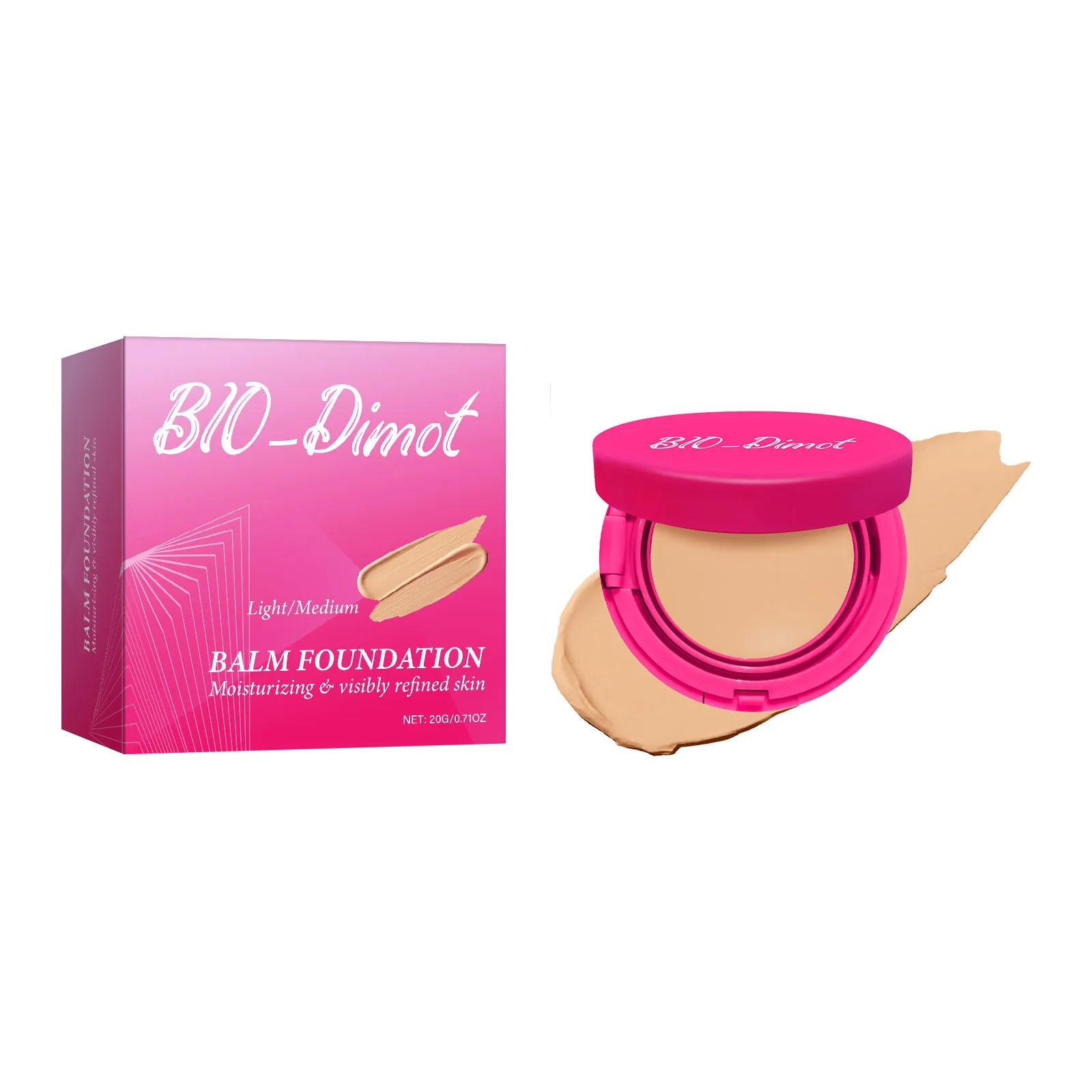 Liquid foundation cream in four nude shades: natural colour, cocoa colour, ivory white, deep flesh colour