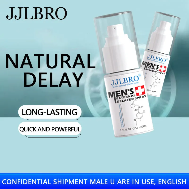 White bottle of JJLBRO 30ml plant extraction delay spray for couple intimacy