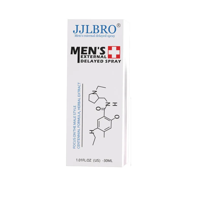 White bottle of JJLBRO 30ml plant extraction delay spray for couple intimacy