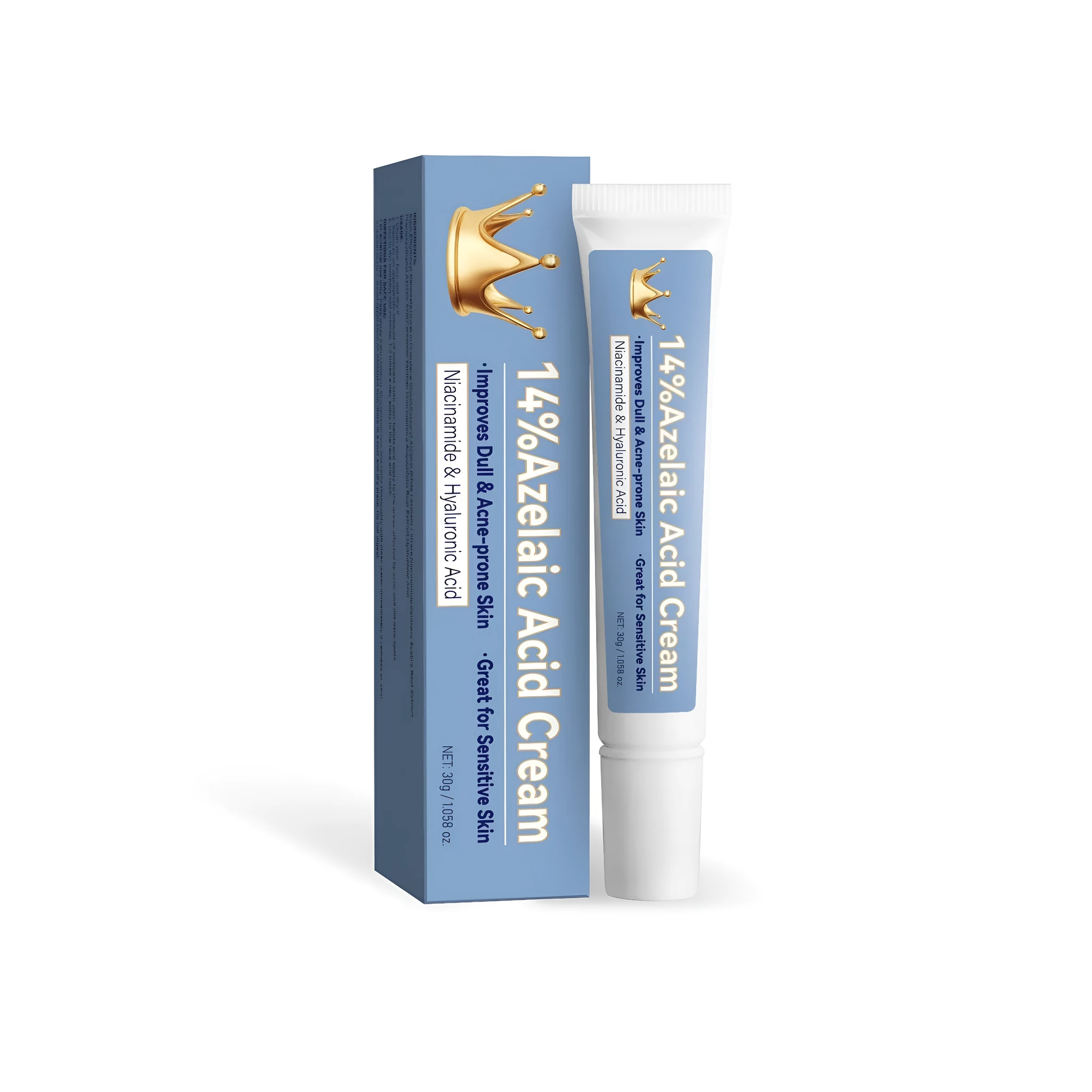 Blue tube of 20g azelaic acid neck cream with FP-A035 specification in colour box