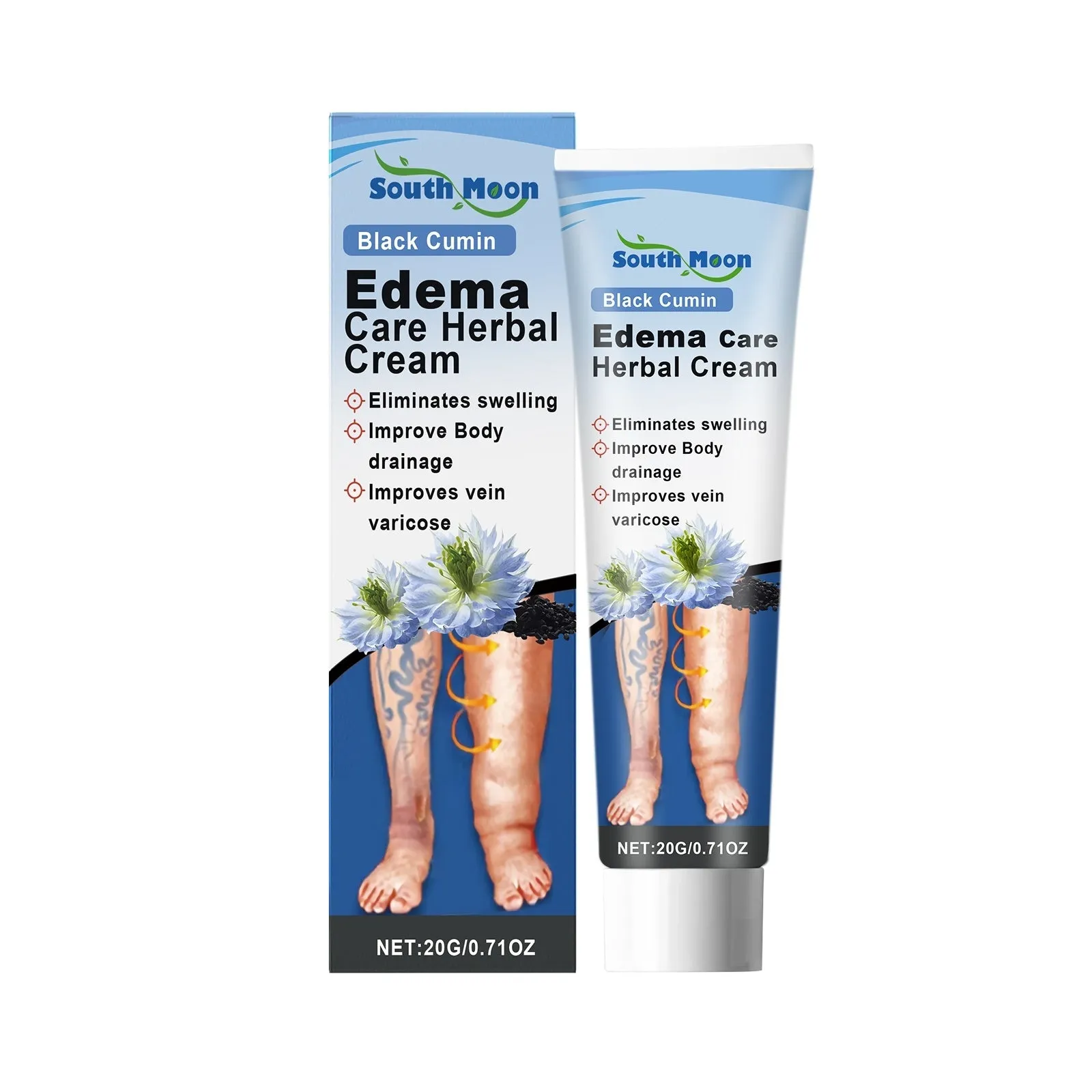 20g tube of herbal leg care cream with black grass seeds and horse chestnut.